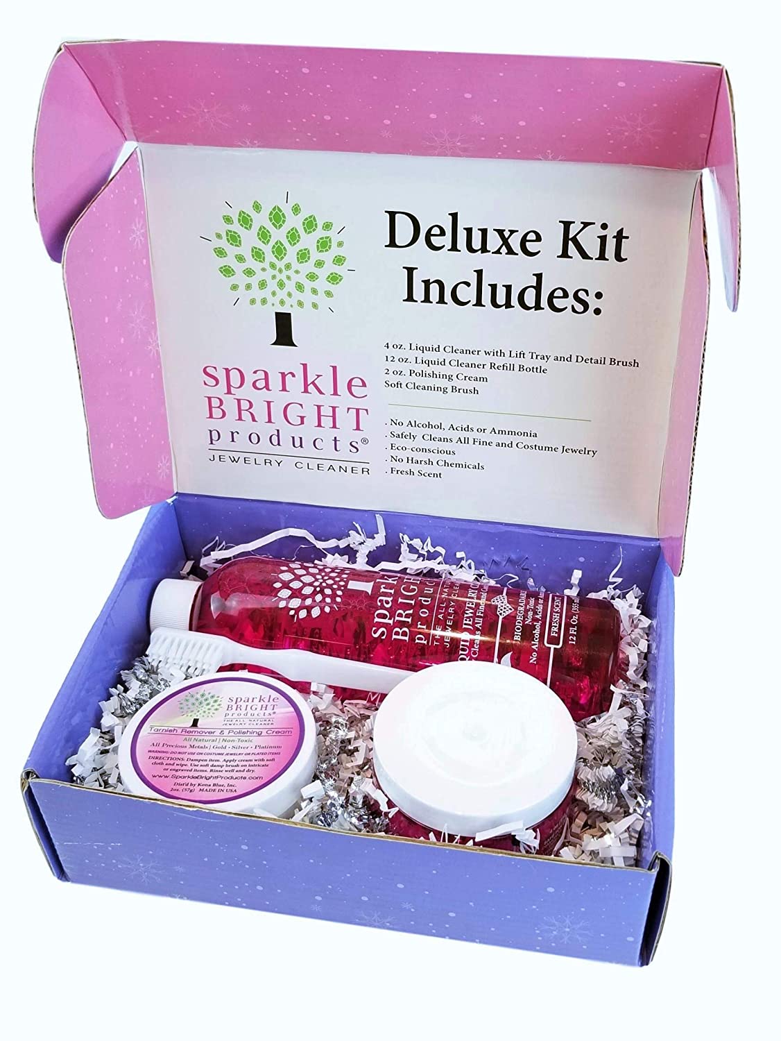 Sparkle Bright Jewelry Cleaner  Deluxe Gift Box Jewelry Cleaning Kit –  Sparkle Bright Products